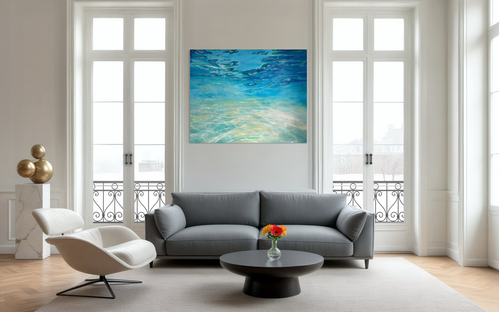 Blue Sea Leinwanddruck: Moderne Kunst in 5 Varianten, ( 20 x 30, 40 x 60, 50 x 75, 60 x 60 , 70 x 100)
